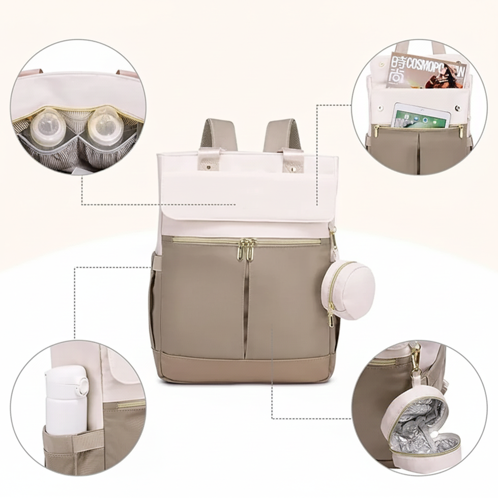 Sac à Langer Chic Maman & Bébé – Grande Capacité, Waterproof, Multipoche + Tapis à Langer Inclus
