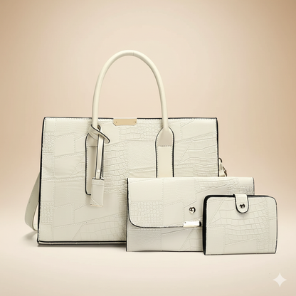 Sac Chic Texturé 4-en-1 – Cabas Élégant Femme | Look Vintage & Multifonction | MamanChicBag