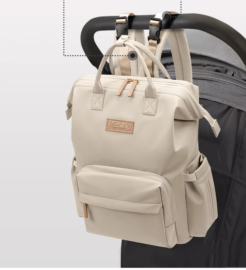 Sac à Langer Chic Grande Capacité – Modèle Apricot & Black | MamanChicBag