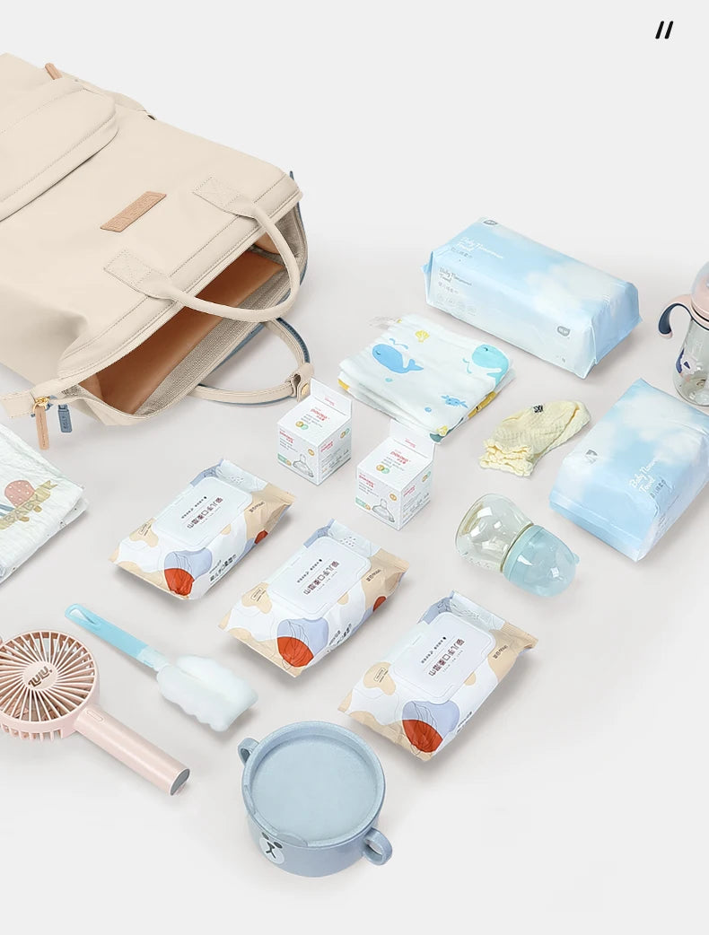 Sac à Langer Chic Grande Capacité – Modèle Apricot & Black | MamanChicBag