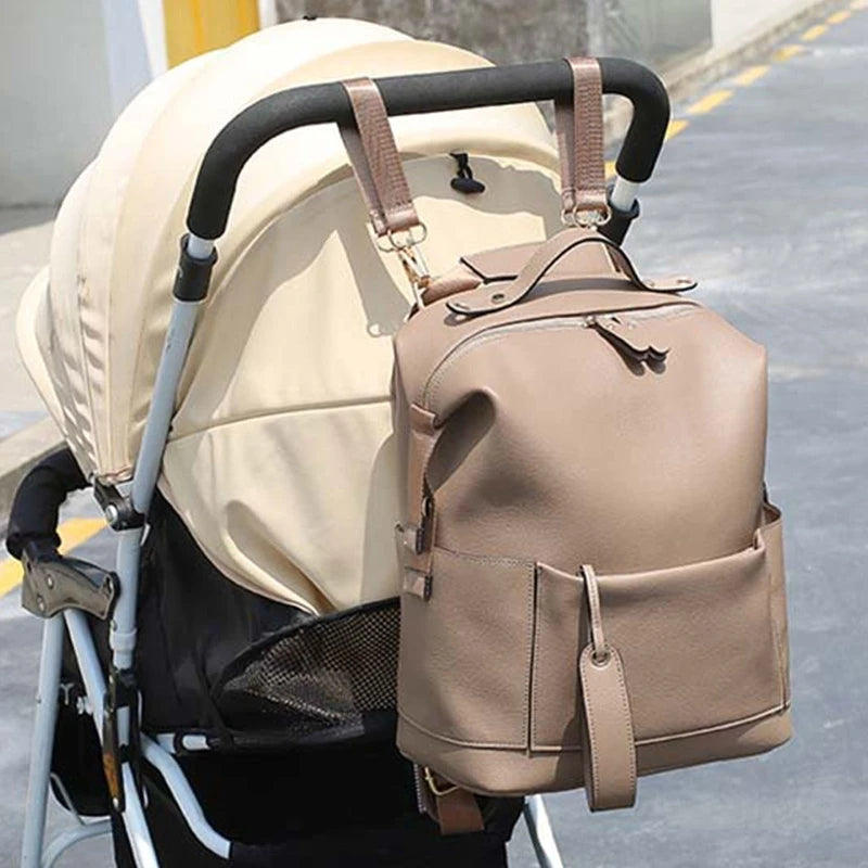 Sac à Langer Multifonction en Cuir PU – Grande Capacité | Modèles Camel, Beige, Noir & Marron | Maman Chic & Organisée